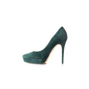 JIMMY CHOO Pumps Womens Size 9  Green Suede Platform Pumps 5.25" Heel